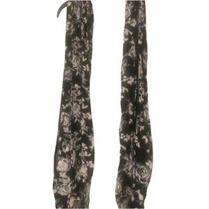🌞 Beautiful Black sheer Scarf White Rose print length 66”